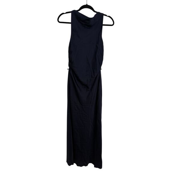 Quince Dress Womens Small High Neck Navy Blue Washable Silk Midi Sleeveless - Picture 3 of 7